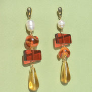 Colour Block Amber Earrings