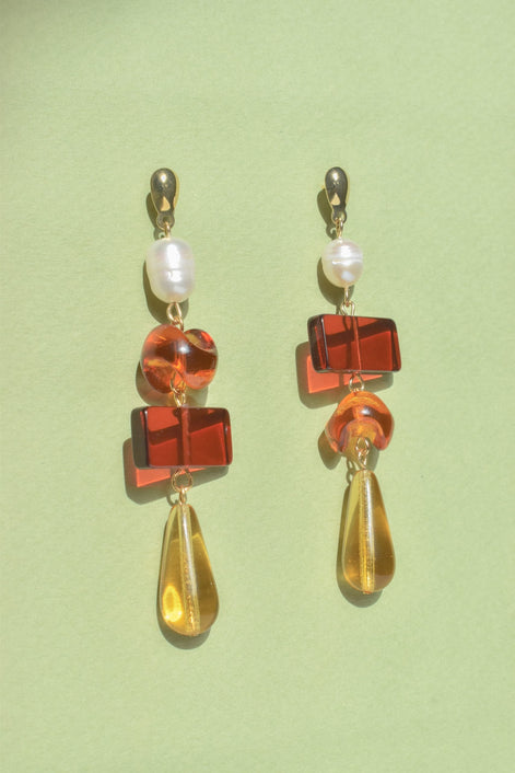 Colour Block Amber Earrings