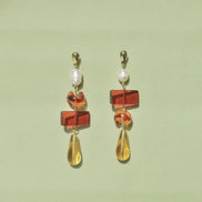 Colour Block Amber Earrings