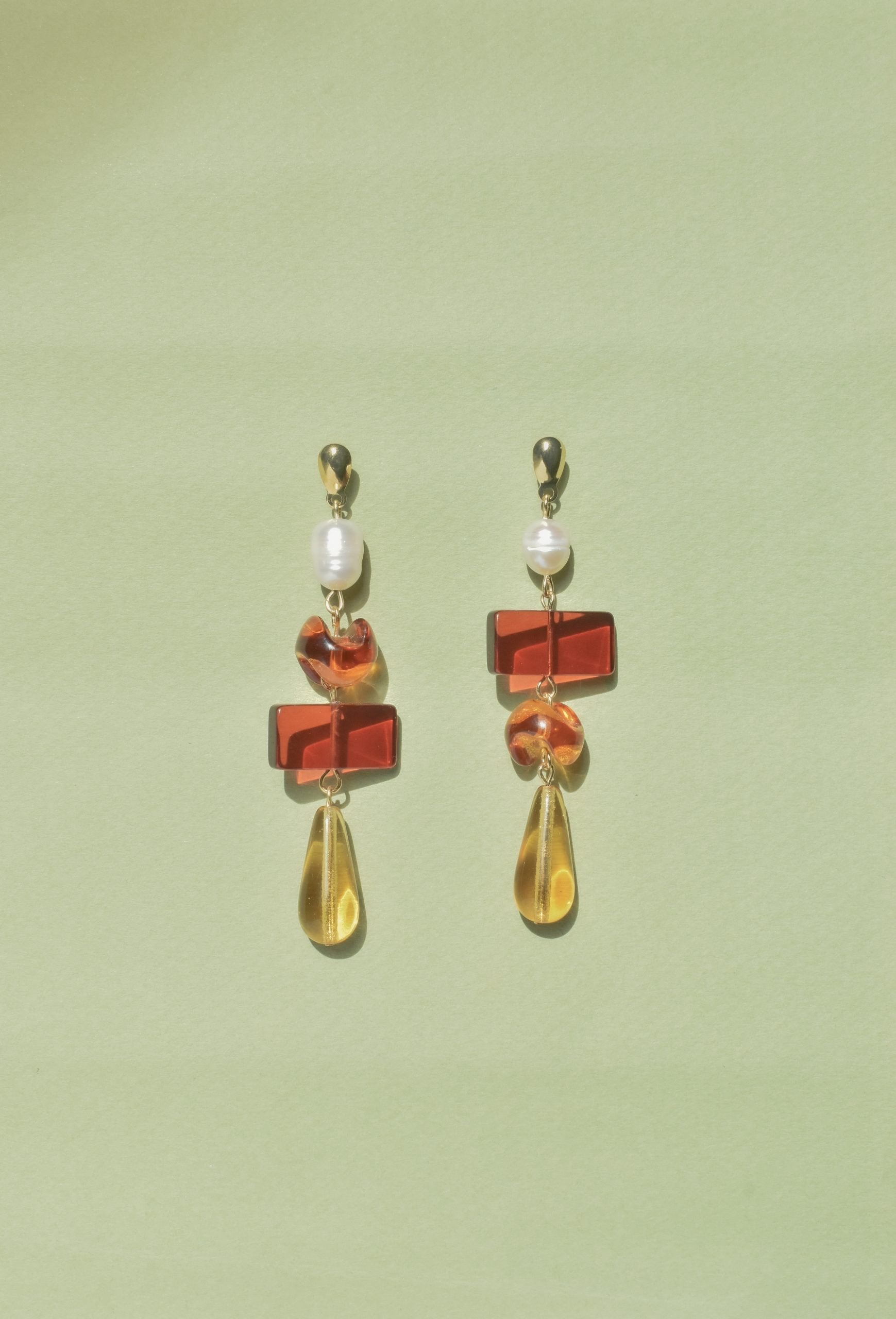 Colour Block Amber Earrings