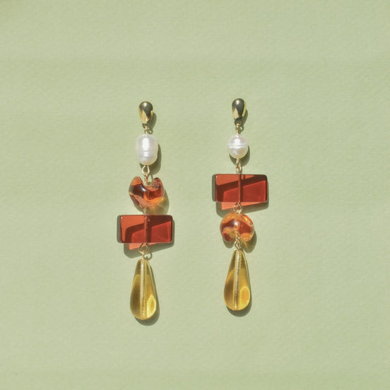 Colour Block Amber Earrings