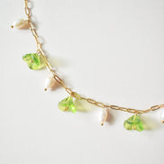 Green Flower Pearl Necklace