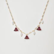 Sangria Flower Pearl Necklace
