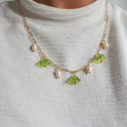 Green Flower Pearl Necklace