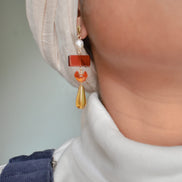Colour Block Amber Earrings