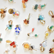 Colour Block Amber Green Earrings