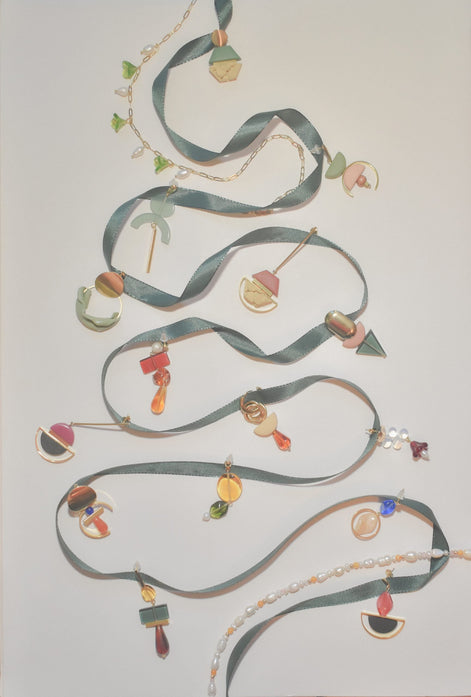 Colour Block Amber Green Earrings