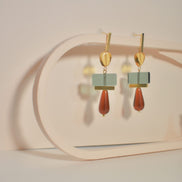 Colour Block Amber Green Earrings