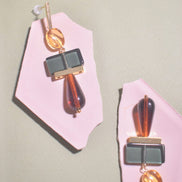 Colour Block Amber Green Earrings